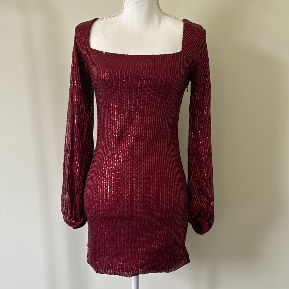 Red Sequin Ruched Bodycon Dress